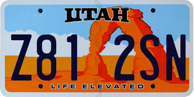 UT license plate Z812SN