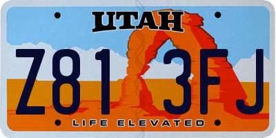 UT license plate Z813FJ