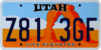 UT license plate Z813GF
