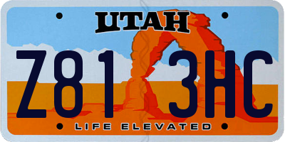 UT license plate Z813HC