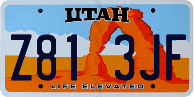 UT license plate Z813JF