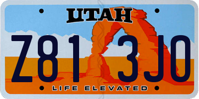 UT license plate Z813JO