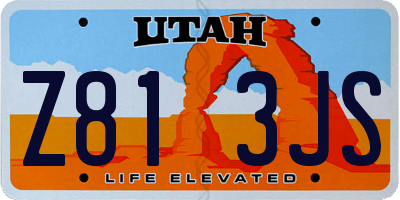 UT license plate Z813JS
