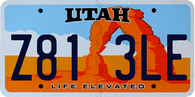 UT license plate Z813LE