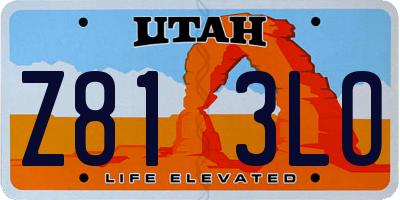 UT license plate Z813LO
