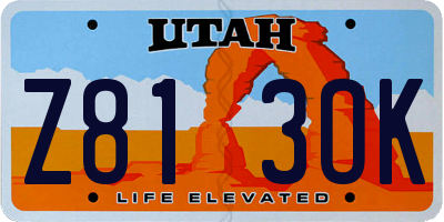 UT license plate Z813OK