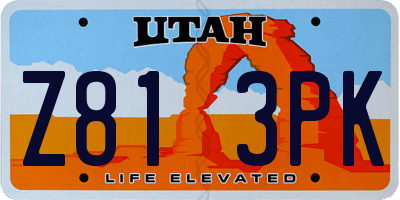 UT license plate Z813PK