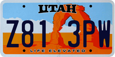 UT license plate Z813PW