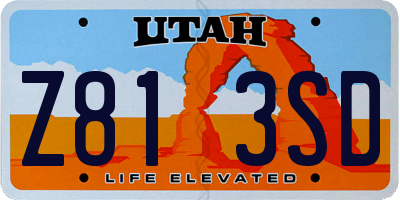 UT license plate Z813SD