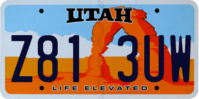 UT license plate Z813UW