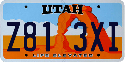 UT license plate Z813XI