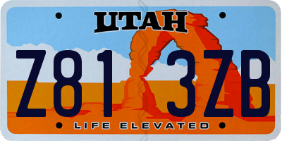 UT license plate Z813ZB