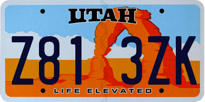 UT license plate Z813ZK
