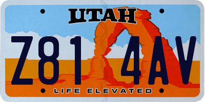 UT license plate Z814AV