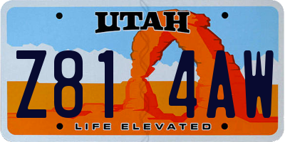 UT license plate Z814AW