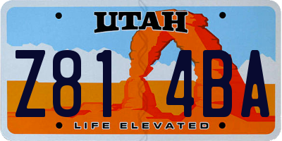 UT license plate Z814BA