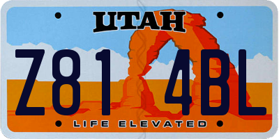 UT license plate Z814BL