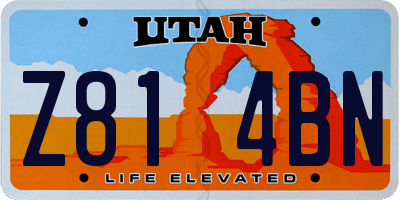 UT license plate Z814BN