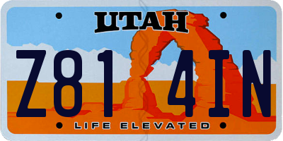 UT license plate Z814IN