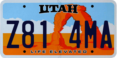 UT license plate Z814MA