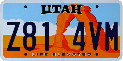 UT license plate Z814VM