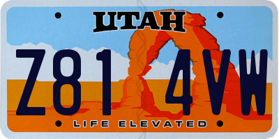 UT license plate Z814VW
