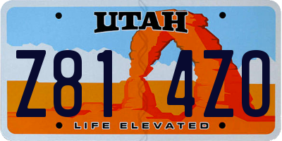 UT license plate Z814ZO