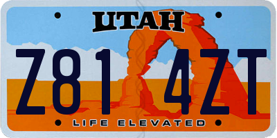 UT license plate Z814ZT