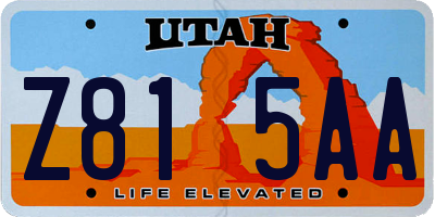 UT license plate Z815AA