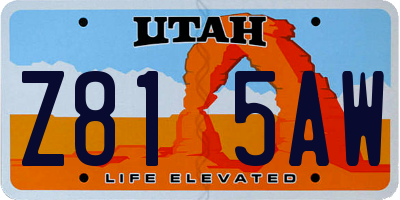UT license plate Z815AW