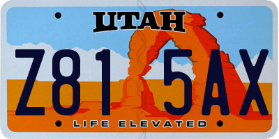 UT license plate Z815AX