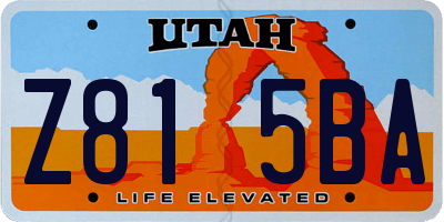 UT license plate Z815BA