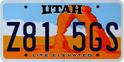 UT license plate Z815GS