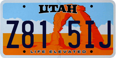 UT license plate Z815IJ