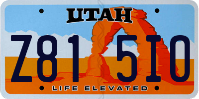UT license plate Z815IO