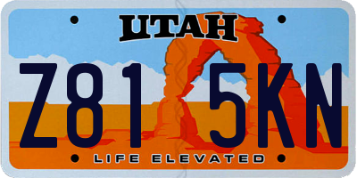 UT license plate Z815KN