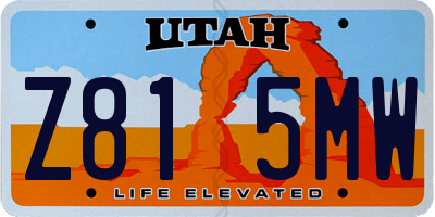 UT license plate Z815MW
