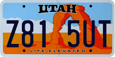 UT license plate Z815UT