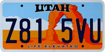 UT license plate Z815VU