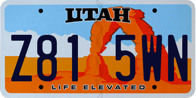 UT license plate Z815WN