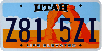 UT license plate Z815ZI