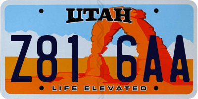 UT license plate Z816AA