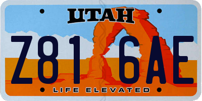 UT license plate Z816AE