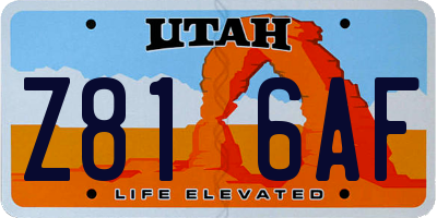 UT license plate Z816AF