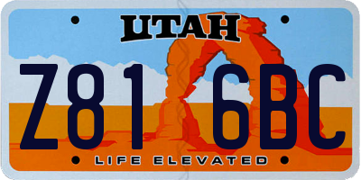 UT license plate Z816BC
