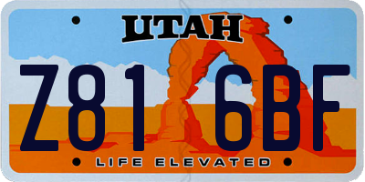UT license plate Z816BF