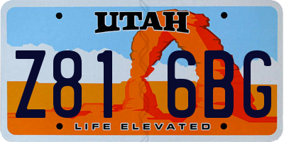 UT license plate Z816BG