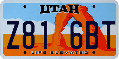 UT license plate Z816BT