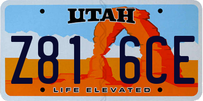 UT license plate Z816CE