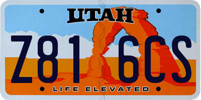 UT license plate Z816CS